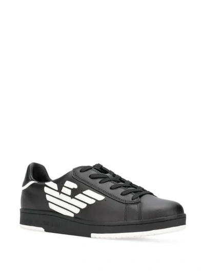 Shop Ea7 Logo Low-top Sneakers In A120 Black