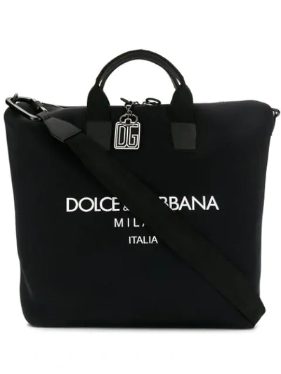 Shop Dolce & Gabbana Printed Logo Tote Bag In Black