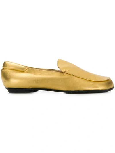 Pre-owned Prada Round Toe Metallic Loafers