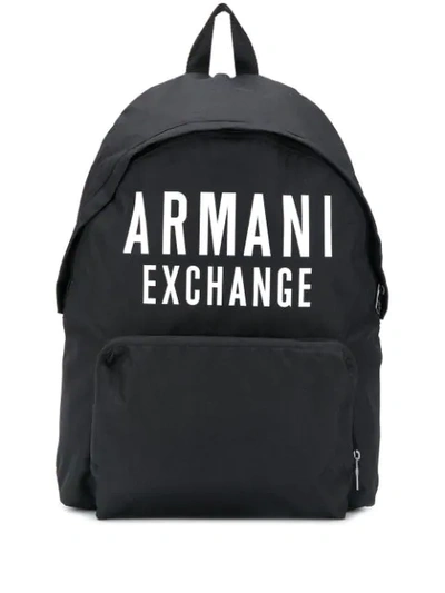 Shop Armani Exchange Logo Backpack In Black