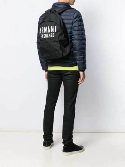 Shop Armani Exchange Logo Backpack In Black