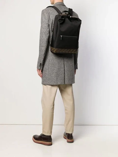 Shop Fendi Ff-motif Zipped Backpack In Black