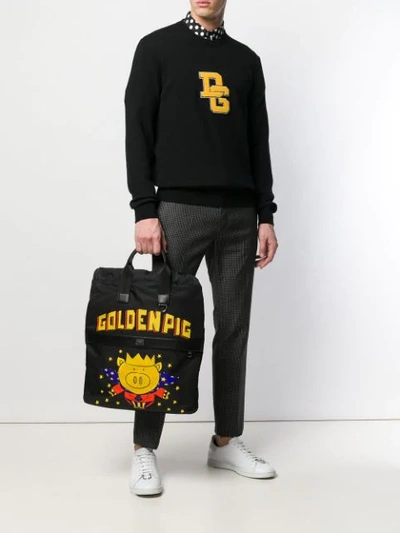 Shop Dolce & Gabbana Goldenpig Backpack In Black