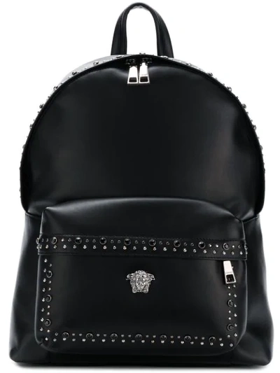 Shop Versace Studded Medusa Backpack - Black