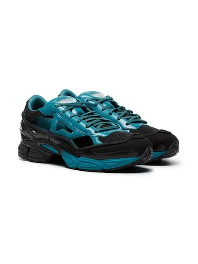 Shop Adidas Originals X Raf Simons Replicant Ozweego Leather Sneakers In Black/blu