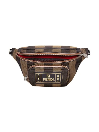 Shop Fendi Striped Belt Bag In Brown