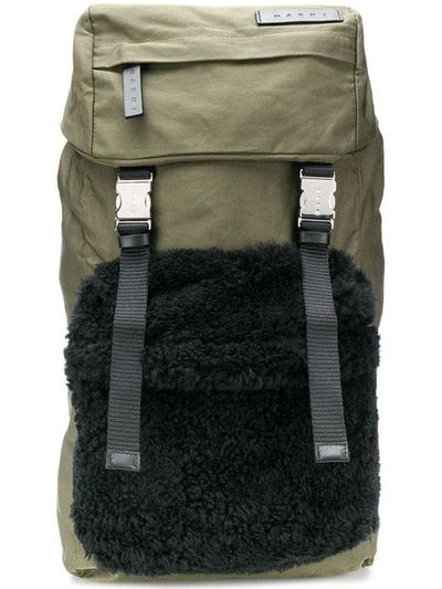 Shop Marni Colour Block Backpack In Green