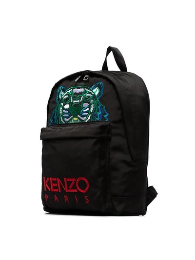 Shop Kenzo Black Embroidered Tiger Backpack