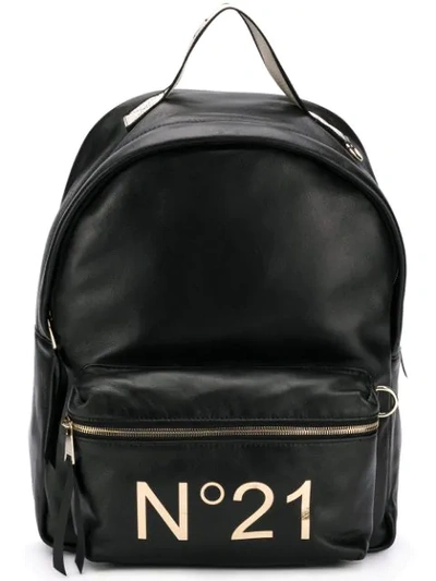 Shop N°21 Centre Logo Backpack In Black