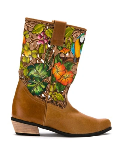 Shop Amapô Araras Leather Boots - Brown