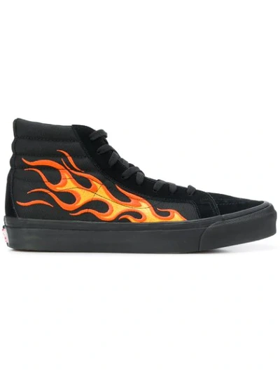 Shop Vans Flame Sk8 Hi-top Sneakers - Black