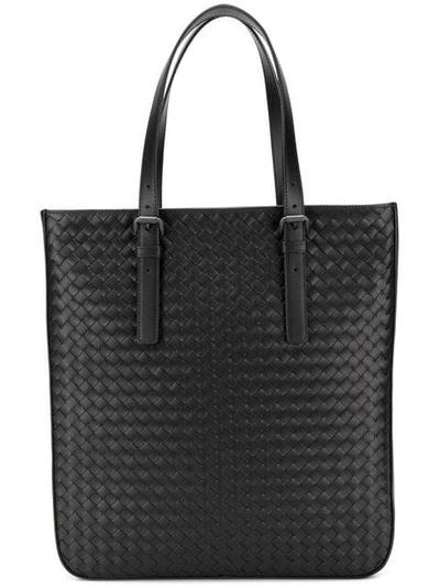 Shop Bottega Veneta Intrecciato Weave Effect Tote In Black