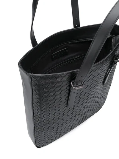 Shop Bottega Veneta Intrecciato Weave Effect Tote In Black