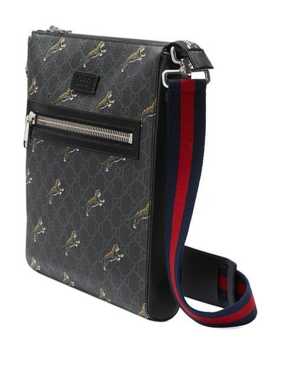 Gucci Embroidered Tiger Messenger Bag in Black –