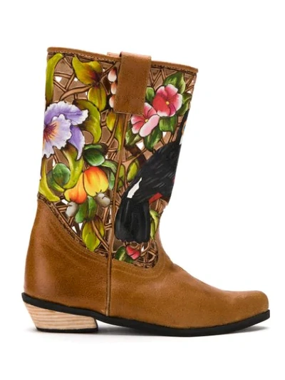 Shop Amapô Araras Leather Boots In Brown