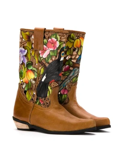 Shop Amapô Araras Leather Boots In Brown