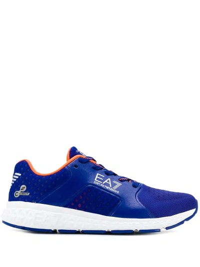 Shop Ea7 Lace-up Logo Sneakers In Blue