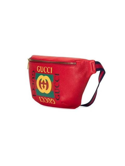 Shop Gucci Red Leather Logo Cross Body Belt Bag