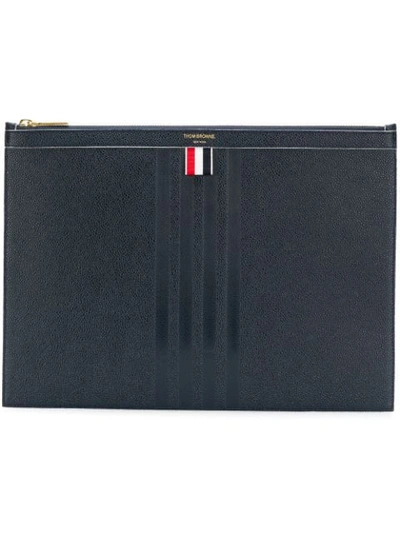 THOM BROWNE 浮雕 4 条纹饰中号文件包 - 蓝色