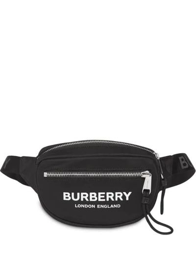 BURBERRY MINI LOGO PRINT BUM BAG - 黑色