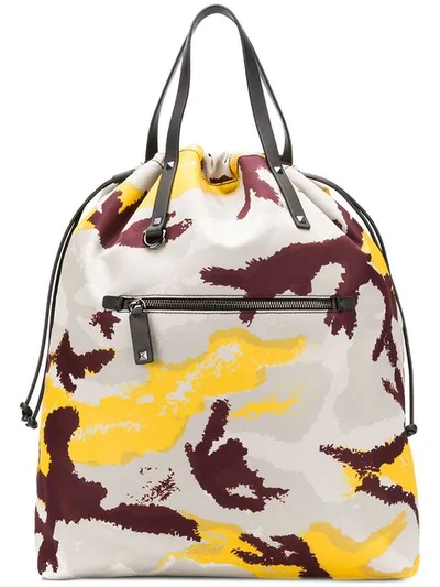 Shop Valentino Camouflage Backpack In Grey