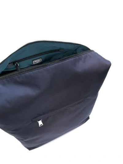 Shop Prada Rubber Logo Patch Shoulder Bag In Blue