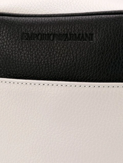 Shop Emporio Armani Grained Leather Messenger Bag In Neutrals