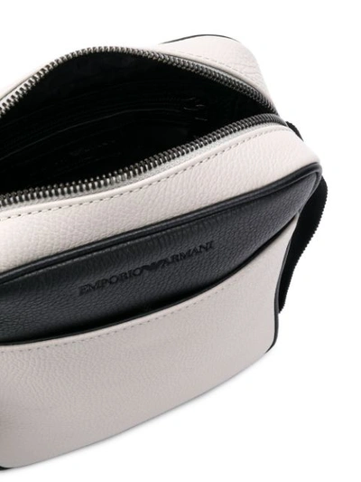 Shop Emporio Armani Grained Leather Messenger Bag In Neutrals