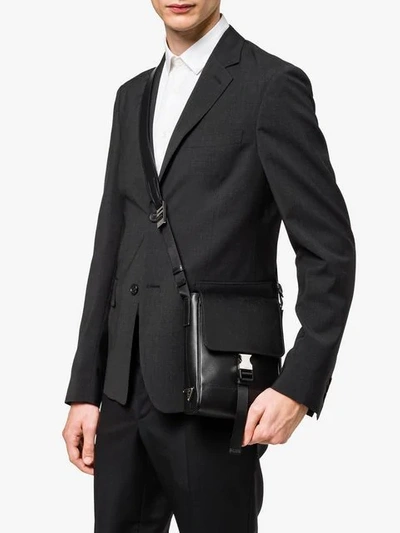 Shop Prada Saffiano Leather Shoulder Bag In Black