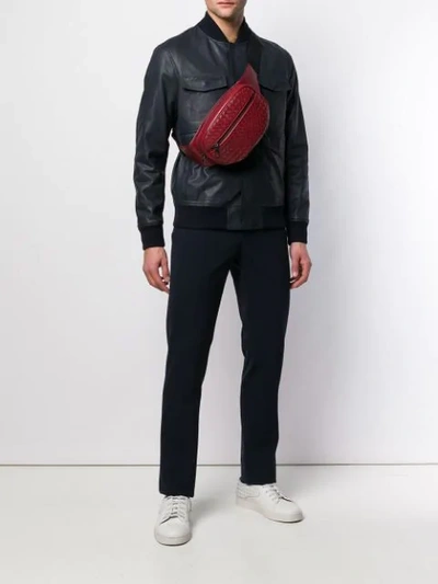 Shop Bottega Veneta Intrecciato Weave Belt Bag In Red