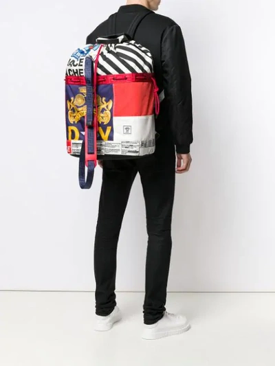 Shop Versace Printed Backpack In Black