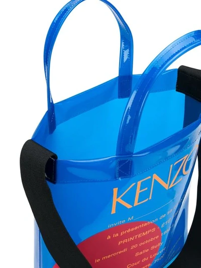 Shop Kenzo Transparent Logo Print Tote Bag In Blue