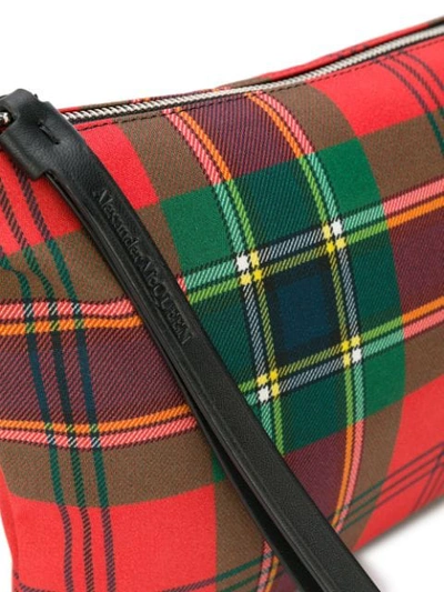 Shop Alexander Mcqueen Plaid Canvas Pouch In Red