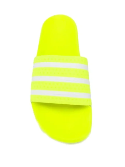 Shop Adidas Originals Stripe Detail Slides In Yellow