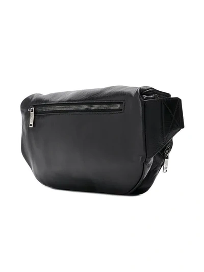 Shop Saint Laurent Logo Print Zipped Belt Bag In Black