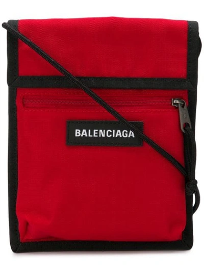 Shop Balenciaga Red Explorer Logo Embroidered Pouch