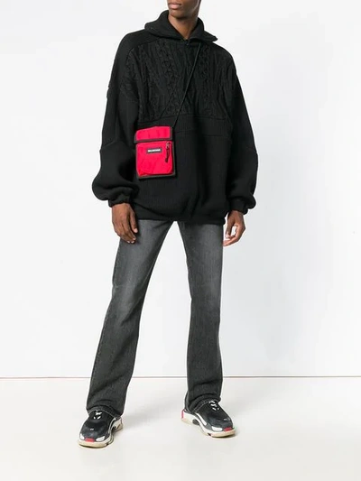 BALENCIAGA EXPLORER LOGO刺绣手拿包 - 红色