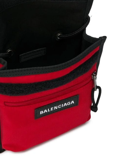 Shop Balenciaga Red Explorer Logo Embroidered Pouch
