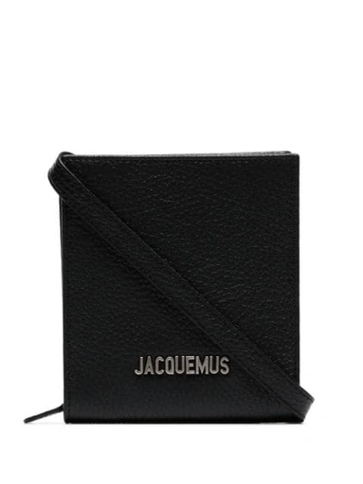 Shop Jacquemus Black Leather Logo Plaque Shoulder Bag