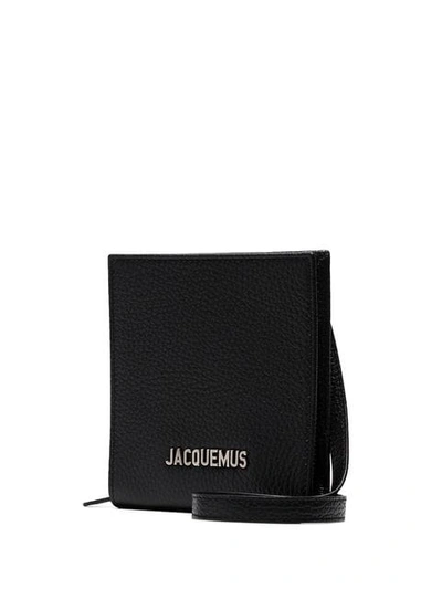 Shop Jacquemus Black Leather Logo Plaque Shoulder Bag