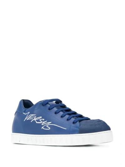 Shop Versus Embroidered Logo Sneakers In Blue