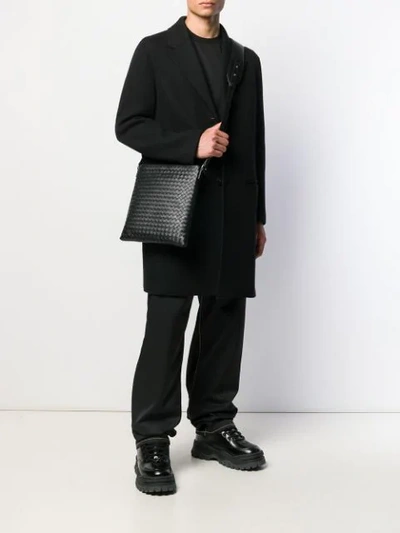 Shop Bottega Veneta Intrecciato Weave Messenger Bag In Black