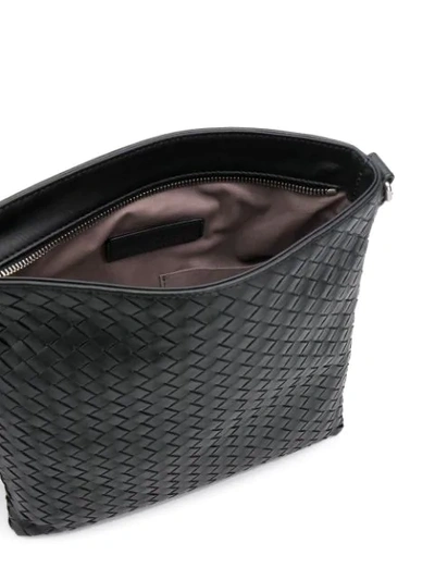 Shop Bottega Veneta Intrecciato Weave Messenger Bag In Black