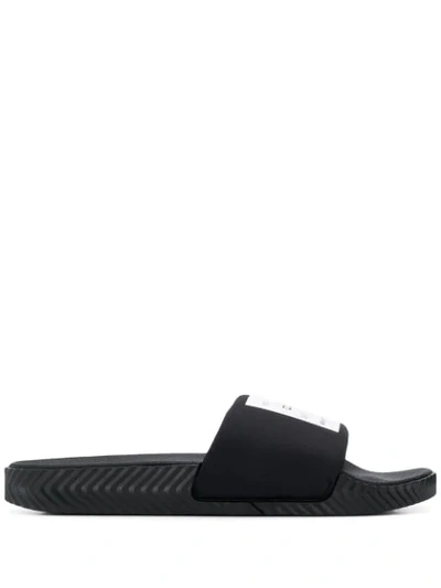 ADIDAS ORIGINALS BY ALEXANDER WANG LOGO PATCH POOL SLIDES - 黑色