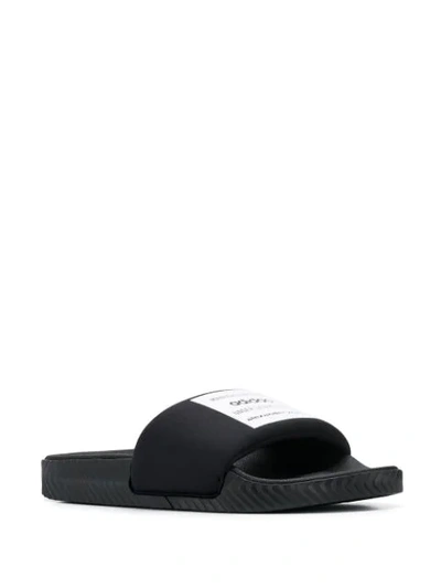 Shop Adidas Originals By Alexander Wang Adilette Logo Print Slides In Black