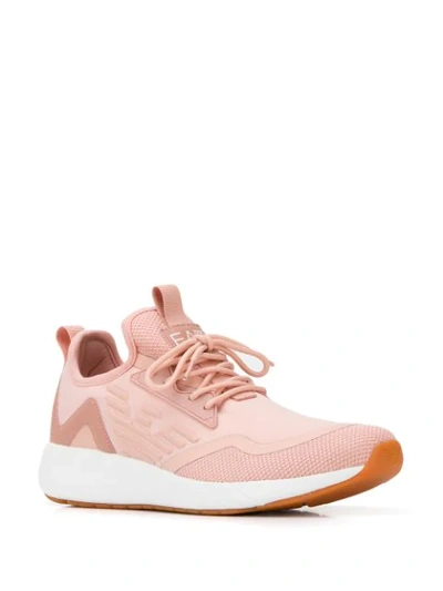 Shop Ea7 Logo Embossed Sneakers In Pink