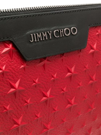 Shop Jimmy Choo Derek Star Embellished Pouch In Red
