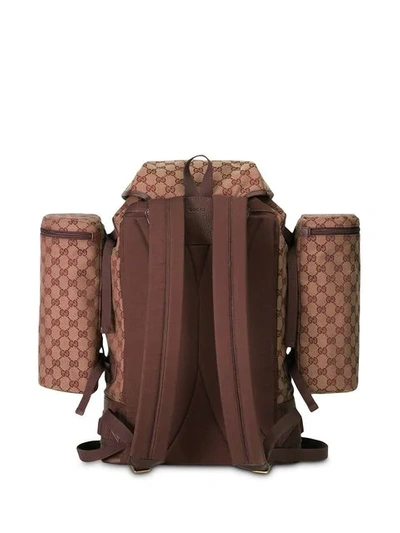 Shop Gucci Large Gg Pattern Backpack In Brown