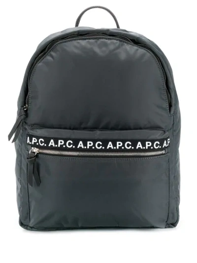 Shop Apc Logo Backpack In Grey