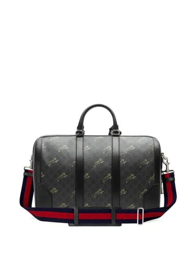 Shop Gucci Logo Print Duffel Bag In Black